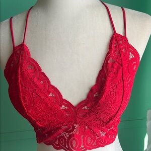Red lace bralette cami.